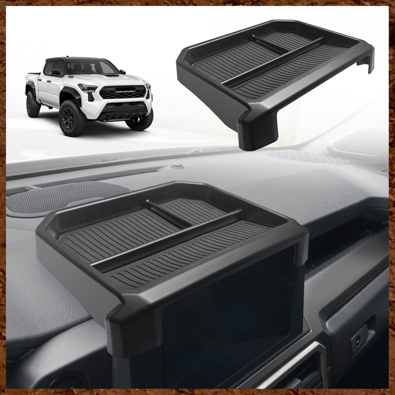 Muslogy Dashboard Storage Box Compatible with 2024 2025 Tacoma & 2025 4Runner Accessories Center Console Organizer w/ 8-inch Screen for SR SR5 TRD PreRunner TRD Sport Off-Road Pro Trailhunter (Black) Black