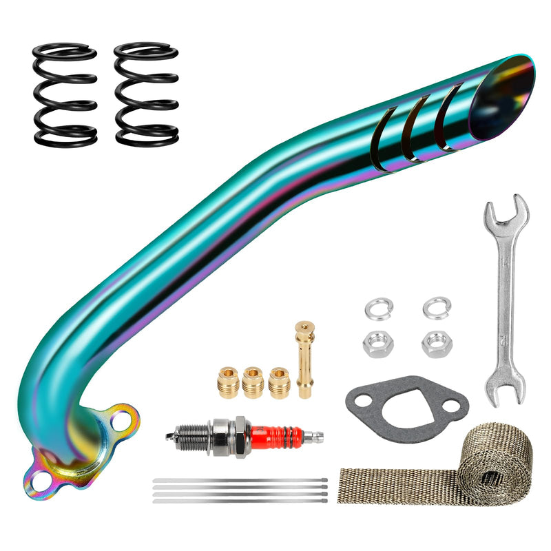 Mini Bike Exhaust Pipe Header Kit Compatible with Predator 212 224cc 196cc Non Hemi Coleman CT200U CT200U-EX B200R BT200X KT196 Go Kart Baja MB200 Axis M200 GX160 GX200 Engine Performance Parts A-Colorful