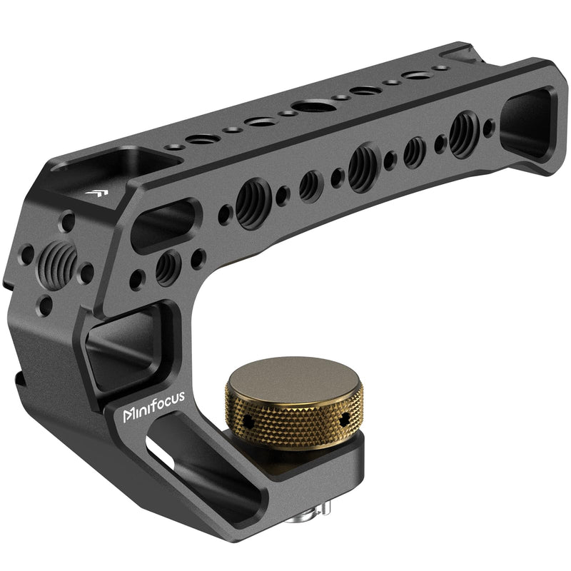 Top Handle with 3/8"-16 Locating Pins, Universal Camera Handgrip with 5 Cold Shoe Mount for Microphone, LED Light, Monitor, 1/4", 3/8" Threaded Holes with Locating Pins for ARRI Grip w 3/8"-16 Locating Pins