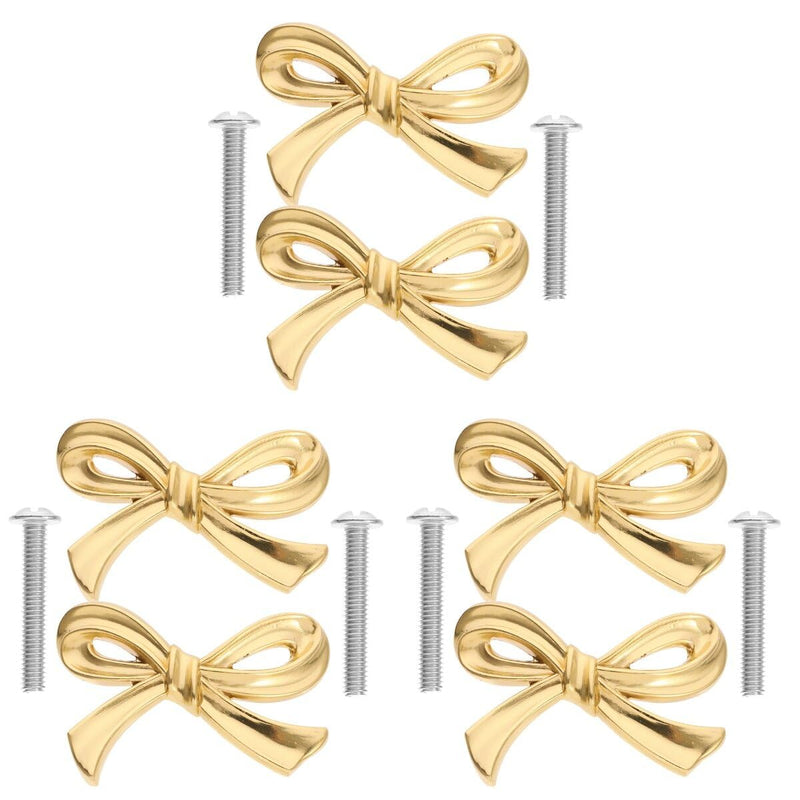 DOITOOL Brass Bow Shape Cabinets Knobs Gold Drawer Pulls Decorative Bow Knobs Cupboard Pull Handles for Home Kitchen Cabinet Hardware Cupboard Dresser Wardrobe and Drawer Pulls - 6 Pack