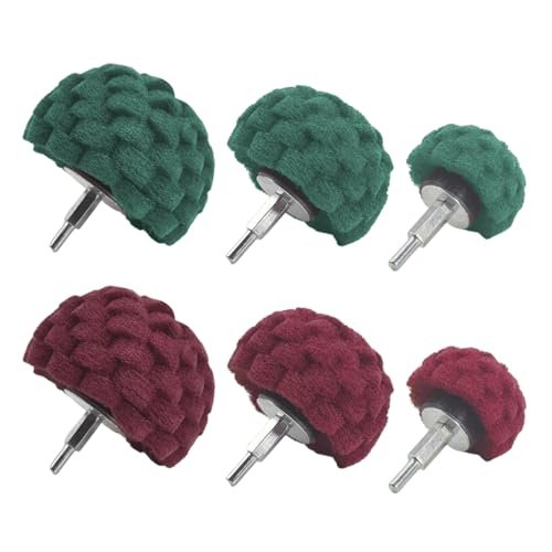 6 Pcs Scouring Pads Non Woven Abrasive Drill Cleaning Kit, Abrasive Buffing Polishing Wheel Drill Attachment Set, 3 Green and 3 Red Green/Red