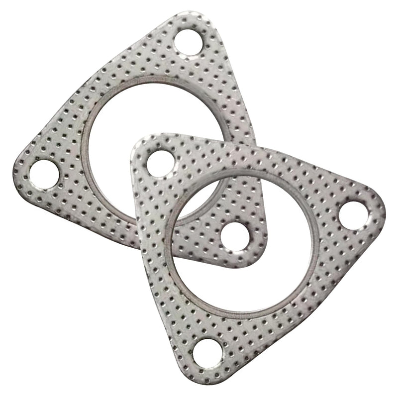 NTNEV 2 PCS Car Exhaust Pipe Gasket, 2.48" 3-Bolt Exhaust Flange Gasket with High Sealing, Modification Replacement Accessories, Suitable for Most Cars (Silver)