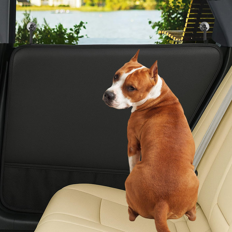 Dog Car Door Protector - 2 Pack Durable & Universal Fit Anti-Scratch Waterproof Vehicle Door Covers, Guards Your Car from Dog Scratching, Essential Accessories for SUV Interiors，Black Black