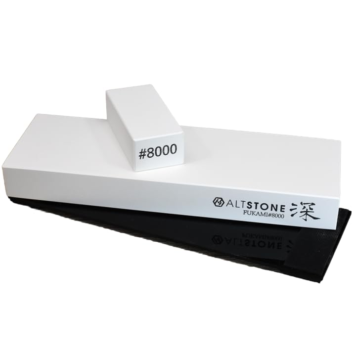 FUKAMI Whetstone Sharpening stone super finishing grit 8000 w/Nagura, 7.1" x 2.4" x 0.8" (Pro Power. Perfectly Compact for home use), Made in Japan (#8000) #8000