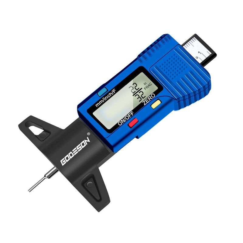 Godeson Digital Tire Gauge with 3 Modes - Fractional Inch, Decimal Inch and Millimeter, Accurate Tire Gauge for Motorcycles, Cars, Trucks Blue