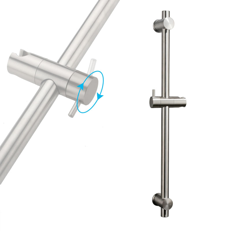 24 Inch Shower Slide Bar with Adjustable Shower Holder Wall Mount Sliding Bar Stainless Steel Wall Mounted Shower Slide Bar with Adjustable Shower Head Holder, Brushed Nickel