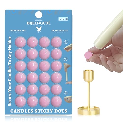 Candle Sticky Dots - Pink Wax Candle Adhesive Dots - Unscented Cire Adhesive for Secure Candle Placement - Easy Clean and Traceless Adhesive for DIY Projects - Pack of 24 EAG-CSD-PINK