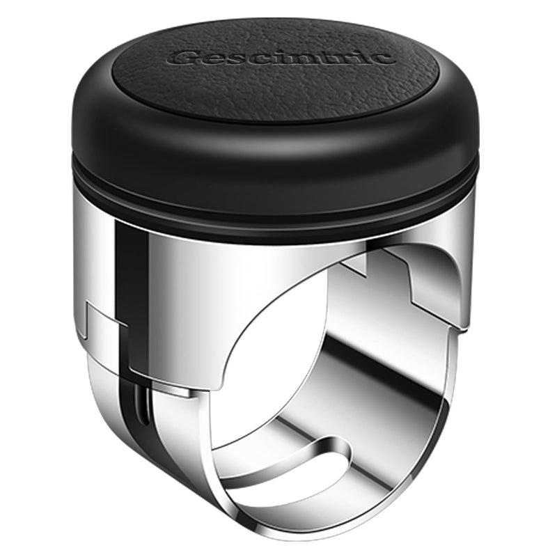 Car Steering Wheel knob Metal Sport knob Cow Leather Cover Spin Suicide knob fits Any car, Truck, Golf cart, Lawn Mower, Boat (Black Cowhide) Black cowhide