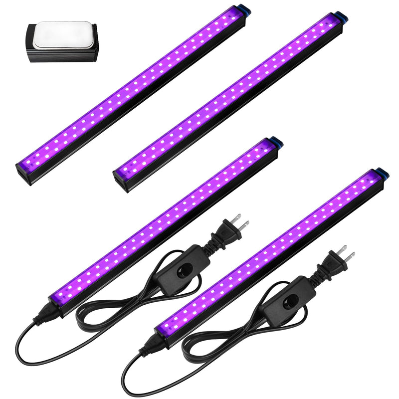 Barrina LED Black light 10W 1FT, Magnetic LED Black Lights for Glow Party, Fluorescent Tapestry Poster, UV Blacklight Halloween Decoration, Linkable UV Light, Plug with Built-in ON/Off Switch, 4 Packs T5-1FT/4Pack