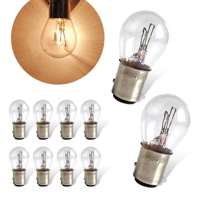 10 PCS 1157 Car Halogen Light Bulb, Vehicle Brake Light Bulb, P21/5W S25 BAY15D Double Tail Design, Universal Automotive Tail Light Accessories for Truck SUV Car (Clear) 10 PCS Clear
