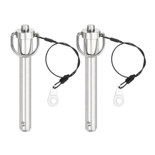uxcell 2 Pcs Quick Release Pin, 1/2" x 3" (Dia. x L) Push-Button Ball Locking Pin, 304 Stainless Steel, Silver 1/2" x 3"