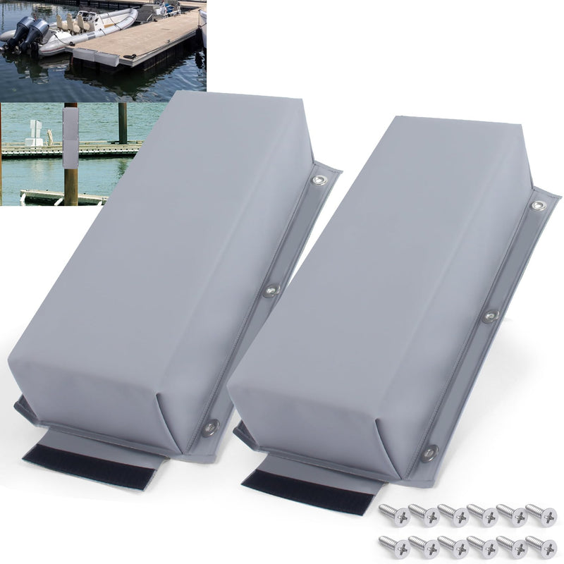 Dock Bumper,Dock Bumper Guard with Screws,Boat Dock Bumper for Boat Dock Vertical Pole Post or Corner Dock,PVC Piling Bumper-Post Bumper for Horizontal Deck or Pier Fenders Grey 2Pack Total 32IN