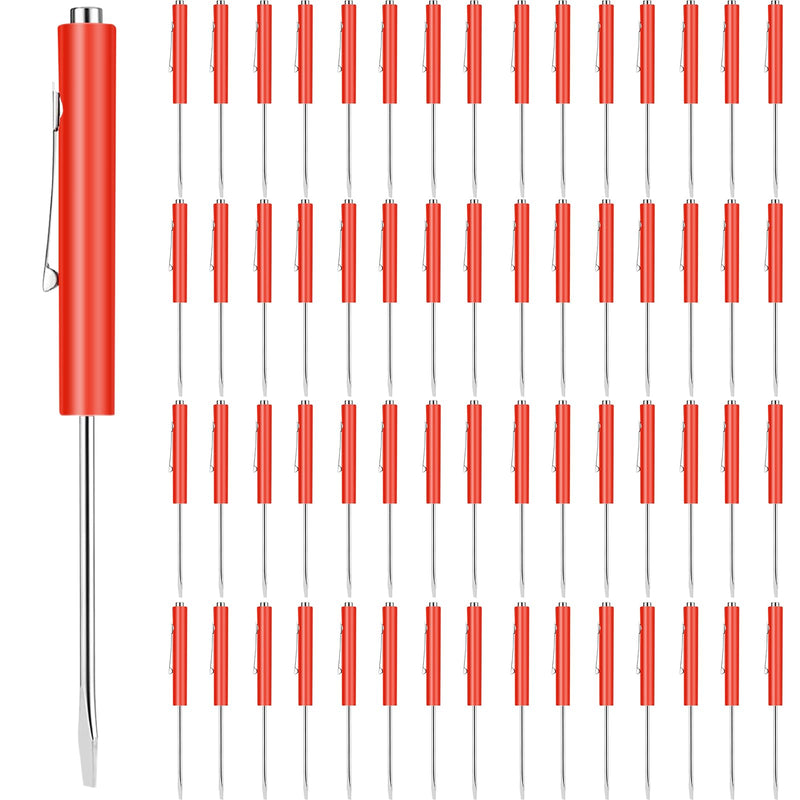 60 Pcs Pocket Screwdriver Mini Tops and Pocket Screwdriver with Magnet Pocket Screwdriver for Mechanical Electrician Technician Repair Tool (Red) 60 Red
