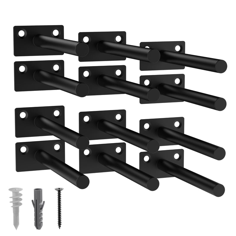 LEOPO Black 12-Pack 5 inch Floating Shelf Brackets, Hidden Shelf Bracket for Wood, Concealed Blind Shelving Support,Invisible Coated Brackets for DIY Decorative,Fit for Kitchen, Bathroom,Study Room Black 12Pack