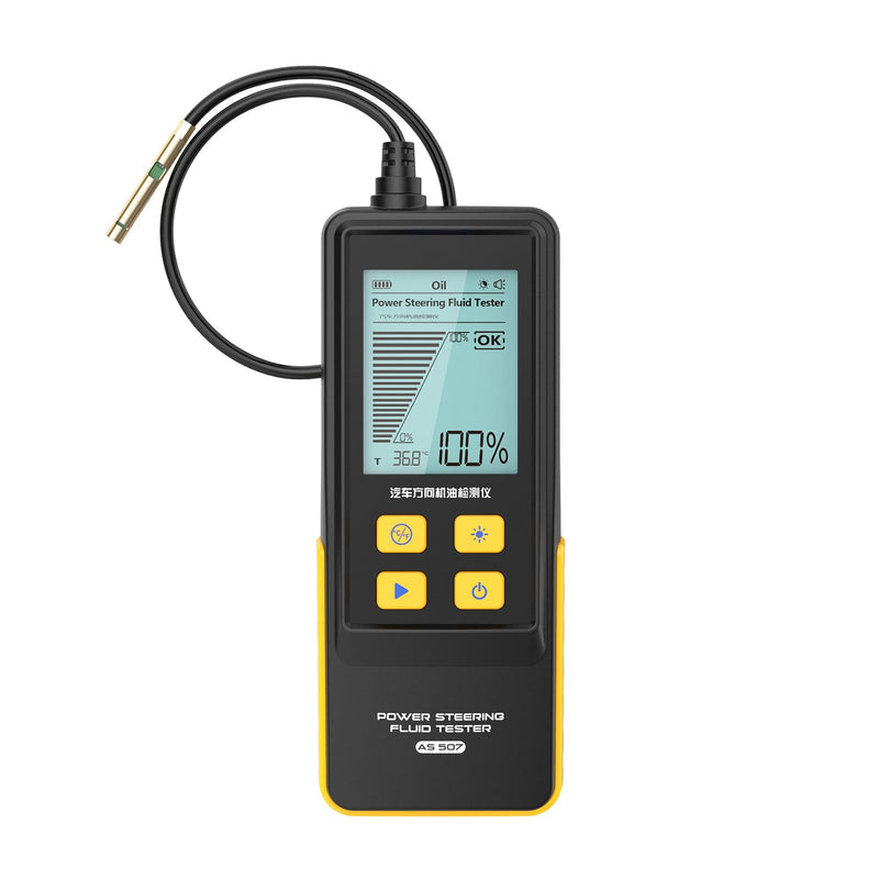 Power Steering Fluid Tester AS507 Auto Check Power Steering Oil Quality Temp. Detector Power Steering Oil Tool with High-Precision Detection Probe,Oil Temp&Transmittance Display,2.8" Backlit Screen