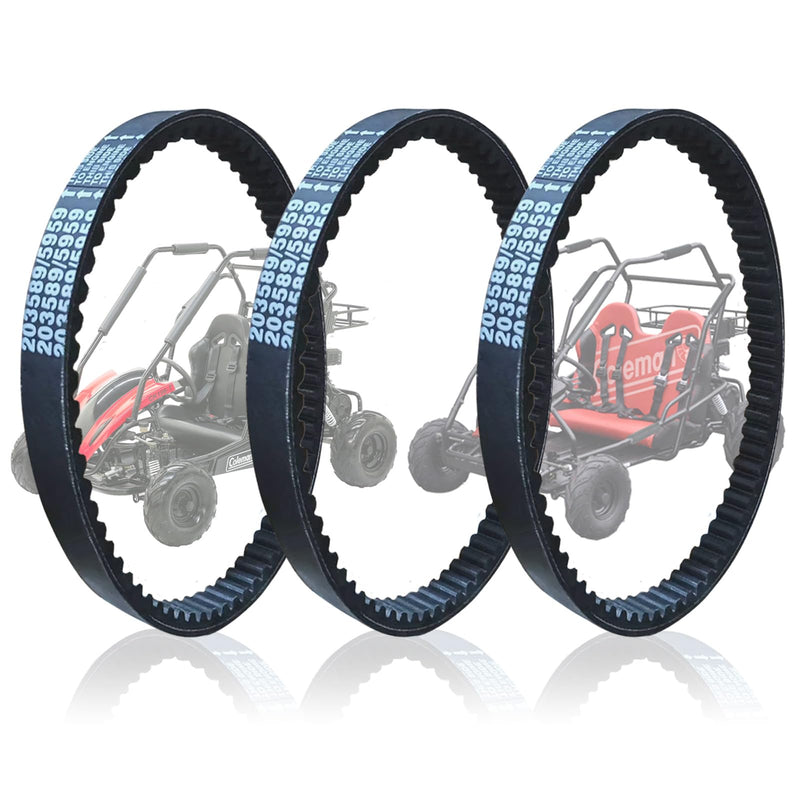 QYMOTO 3pcs 30 Series Go Kart Drive Belt 203589 for Coleman KT196 Go Cart CVT Torque Converter Belt Fits CK196-T,Manco 5959, Comet 203589 Asymmetrical Belt Murray 12-8487