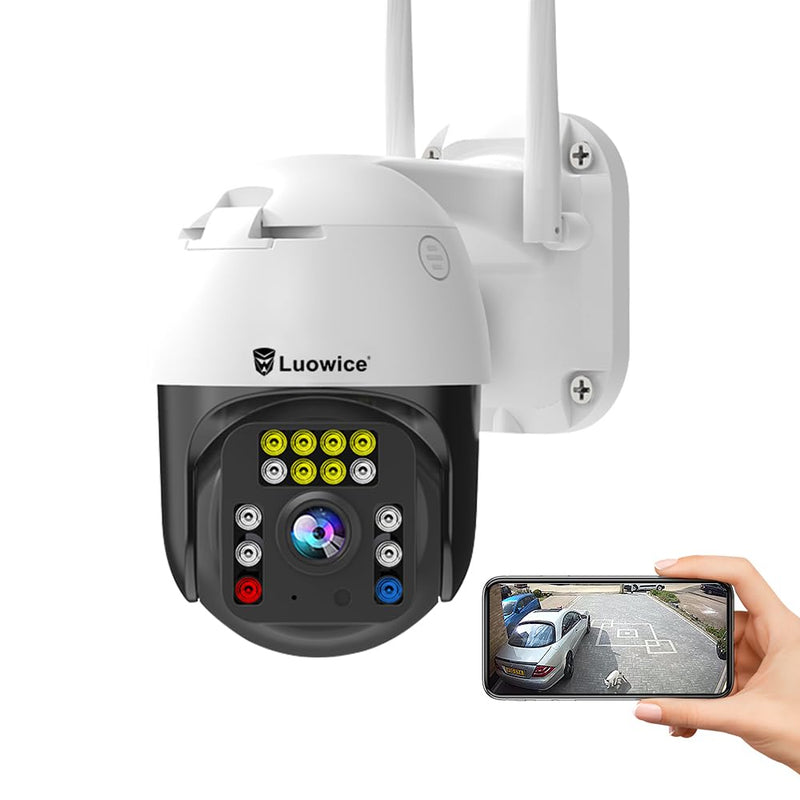 8MP PTZ Security Camera Outdoor FHD WiFi IP Camera with Humaniod Detection, Auto Tracking, Color Night Vision, Pan and Tilt, Two Way Talk, Floodlight and Siren, Waterproof 8MP