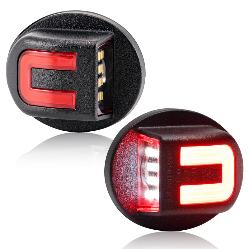 LED License Plate Light Compatible with F150 1990-2014 F250 F350 1980-1999 F250 F350 F450 F550 super duty1999-2016 Bronco80-96 Ranger83-11 6500K Tag White Light&C-Shaped Rear Parking Red Light