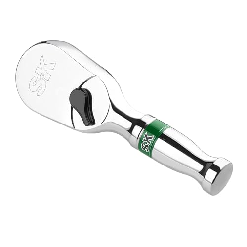 SK 3/8" Drive Stubby Ratchet Handle, 90-Tooth Pear Head, Alloy Steel