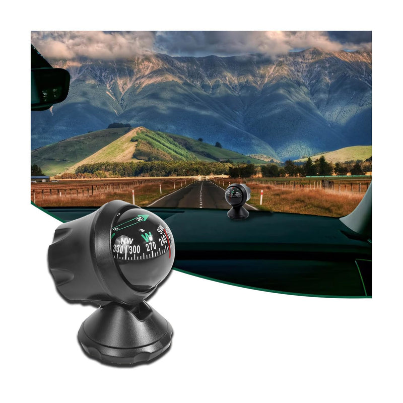 Car Compass Ball, Dash Mount Adjustable Compass Ball with Bottom Stick, Navigation Hiking Direction Pointing Guide Ball for Marine Boat Truck Caravan Outdoor, Universal Car Accessories