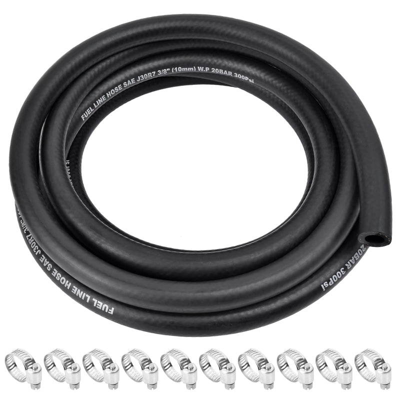 5/16 Inch ID Fuel Line Hose - 10FT Marine Grade Fuel Line with 10PCS Hose Clamps,300PSI High-Pressure Fuel Line for Automotive Fuel Systems Engines (5/16" ID-10Ft) 5/16" ID-10Ft