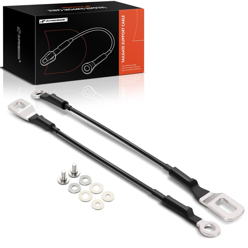 A-Premium Tailgate Support Cable - Compatible with Toyota Tacoma 1995-2004 - Rear Driver & Passenger Side, 14-9/16"(Long), Metal, w/Bolts, 2PCS Set - Replace Parts# 65770-04030, 6577004030