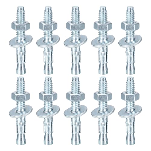 DTGN 1/4" x 1-3/4" Wedge Anchors - 30Pack - Good for Cement and Concrete Wall - Carbon Steel Zinc Plated Screw Bolt Nut Expansion Tube Fasteners 1/4" x 1-3/4"