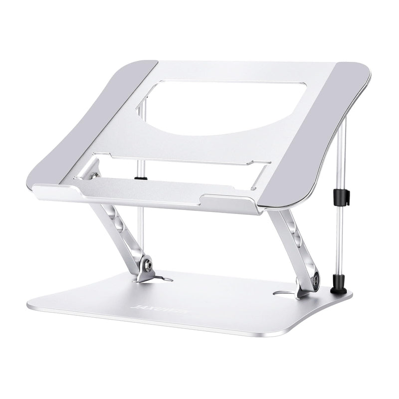 Next-Gen Laptop Stand - No Wobbling While Typing, Adjustable Aluminum Laptop Riser Holder for Desk, Ergonomic Computer Notebook Stand for MacBook Air Pro, HP, Dell Laptops 10-16 Inch, Silver