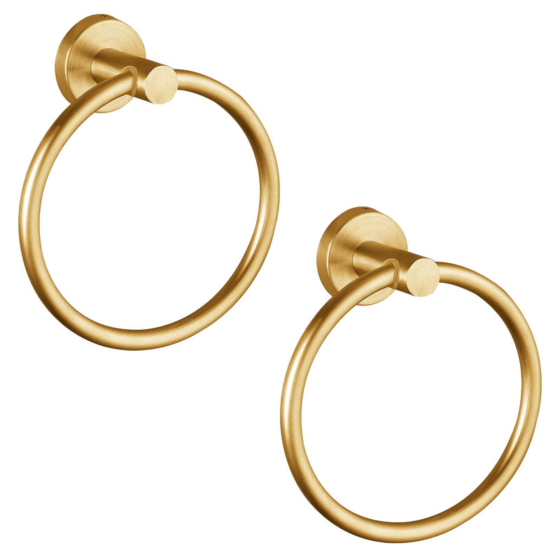 Towel Ring, Bathroom Hardware Accessories, Wall-Mounted Towel Ring, Simple Round Stainless Steel Towel Rack, for Bathroom and Kitchen (Gold 2 Pack) Gold 2 Packs