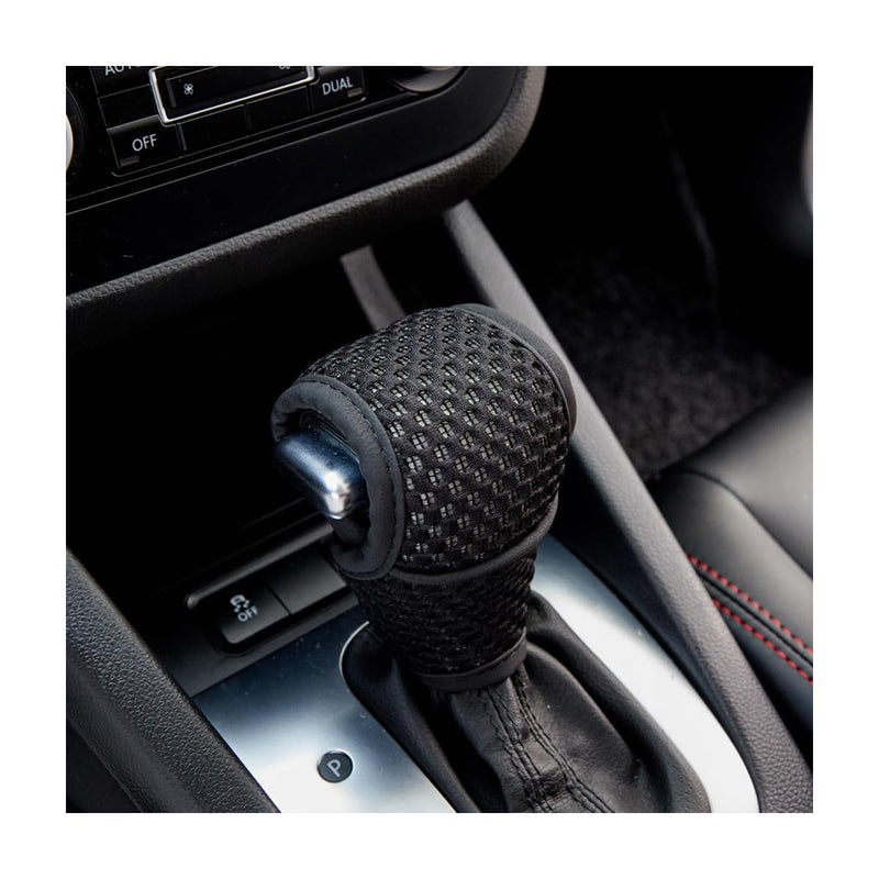 Car Gear Shift Knob Cover, Breathable Automotive Shift Knob Gear Handle Stick Protector Cover, Anti-Slip Anti-Scratch Auto Stick Shift Cover, Universal Car Accessories (Black, Regular) Black