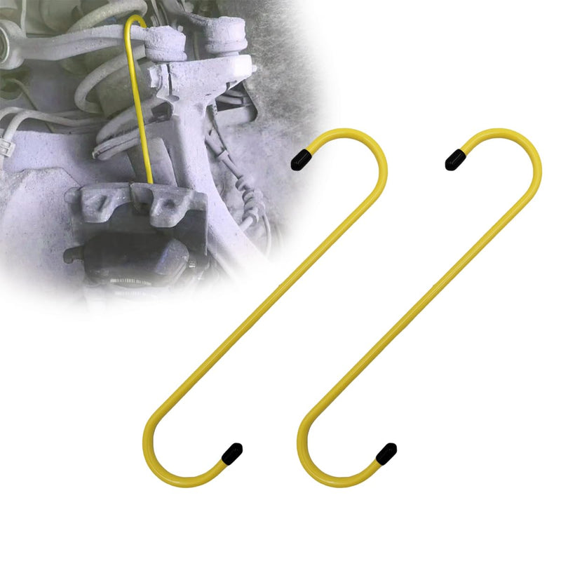 2 PCS Car Brake Caliper Hangers, S Shape Auto Brake Caliper Hook with Rubber Tipped, Brake Caliper Tool for Work on Brake Pads, Axle, Braking, Universal Car Accessories (Yellow) 2 PCS Yellow