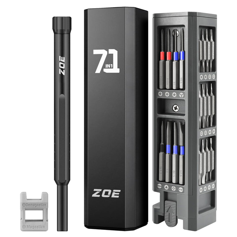 ZOE Precision screwdriver set,71 in 1 small screwdriver sets with case and magnetizer,Mini magnetic screwdriver set for Tablets,PC,phones,Watches,PS5,Toys,Cameras repairing kit,mini tool kit Black 71 IN 1 black