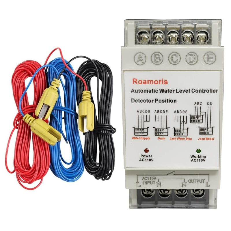 Automatic Water Level Controller,Liquid Level Sensor ,Auto 110V Pump Float Switch Relay ,Pump Control with 6.5ft Detector,4 Modes NC01 AC 110V