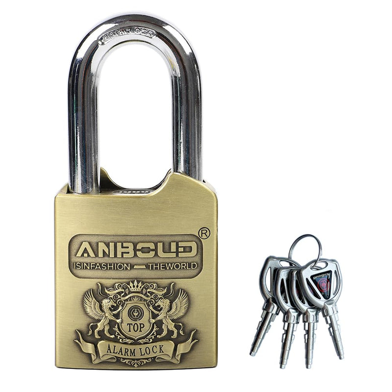 Alarm Padlock - Anti-Theft Heavy Duty Security Alarm Lock - 120db Alarm Sound & 4 Keys-Weatherproof Padlock for Storage Shed, Garage, Locker, Sliding Doors, Cabinets and More - Bronze (10 mm) 10 mm