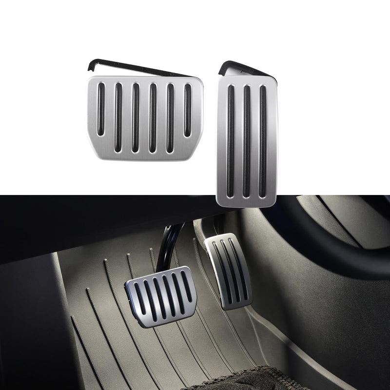 TPARTS Aluminum Self-Flip Lock Performance Pedal Sets Accelerator Brake Pedals Cover for Tesla Model 3 Highland 2024 Non-Slip Protector Accessories Foot Pedal Pad Replacement M3 Highland 2024
