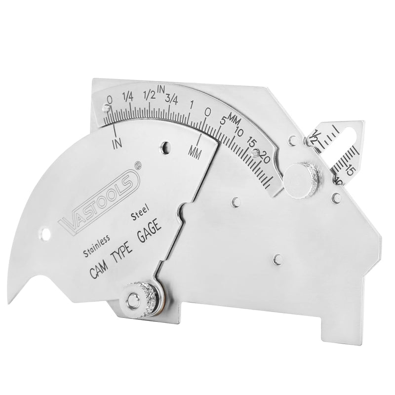 VASTOOLS Cam Weld Gauge,Stainless Steel,Metric & Inch,Linear Measurements up to 2"(50mm),Permanently Etched Markings and Thickness for Professional Welders MG-8