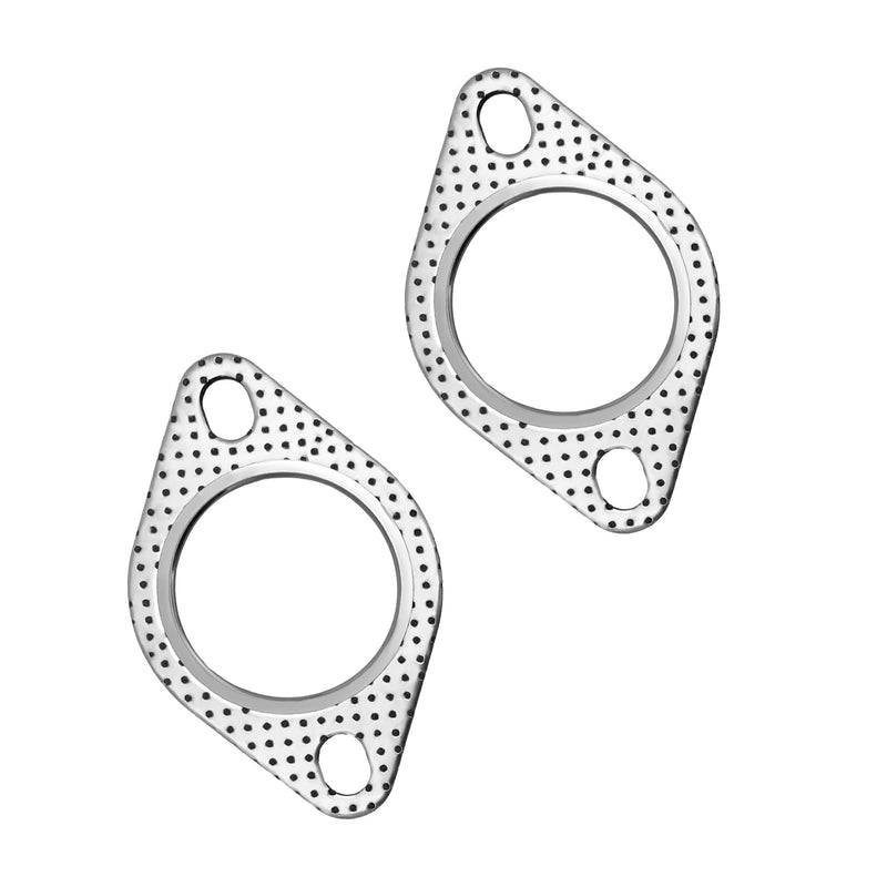 2 PCS Car Exhaust Gasket, 2.0"×3.4" Stainless Steel High-Temp Resistant Exhaust Gasket Replacement, 2-Bolt Standard Oval Exhaust Flange Gasket for Axleback, Car Accessories (2 Inch) 2 Inch