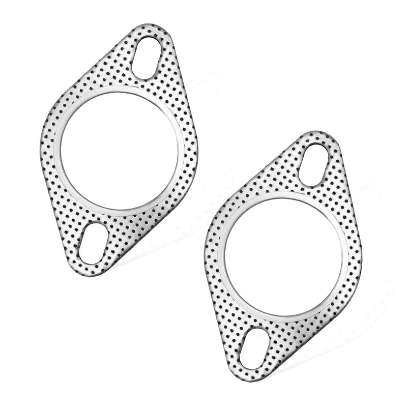 2 PCS Car Exhaust Gasket, 2.5 Inch 2-Bolt Exhaust Flange Gasket Replacement, Standard Exhaust Manifold Gasket Made of High Temp Gasket Material, Universal Car Accessories (2.5 Inch)