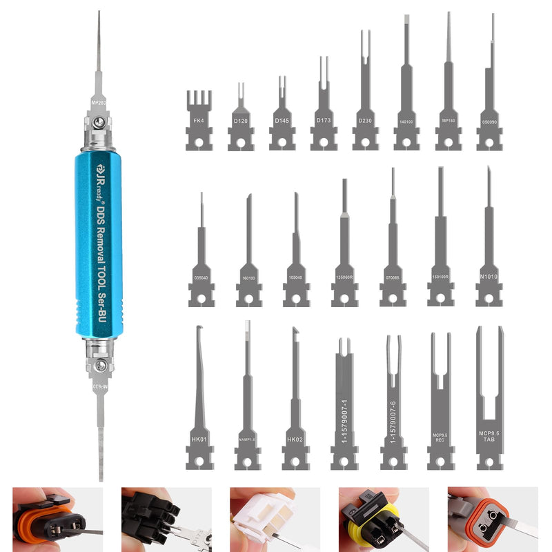 JRready ST5349 Pin Removal Tool Kit, 24PCS Replacement Pin Extractor Tools, Comprehensive Electrical Terminal Release Tool Set for Deutsch, AMP/TE, Molex, Delphi, JST, Harting Connectors 24pcs Pin Removal Tools