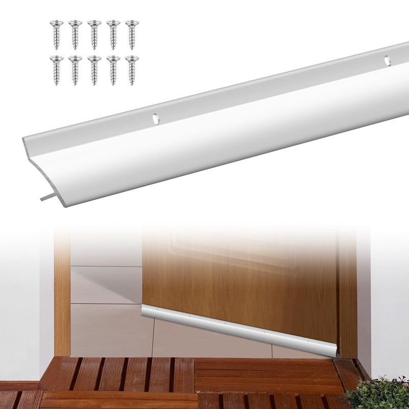 Blulu 2 Pcs 36 in Aluminum Door Drip Cap with Screws, Rain Drip Guard, Door Bottom Sweep Edge Deflector Overall Height 1-1/2 in Window Rain Deflector for Diverting House Rainwater(Silver) Silver