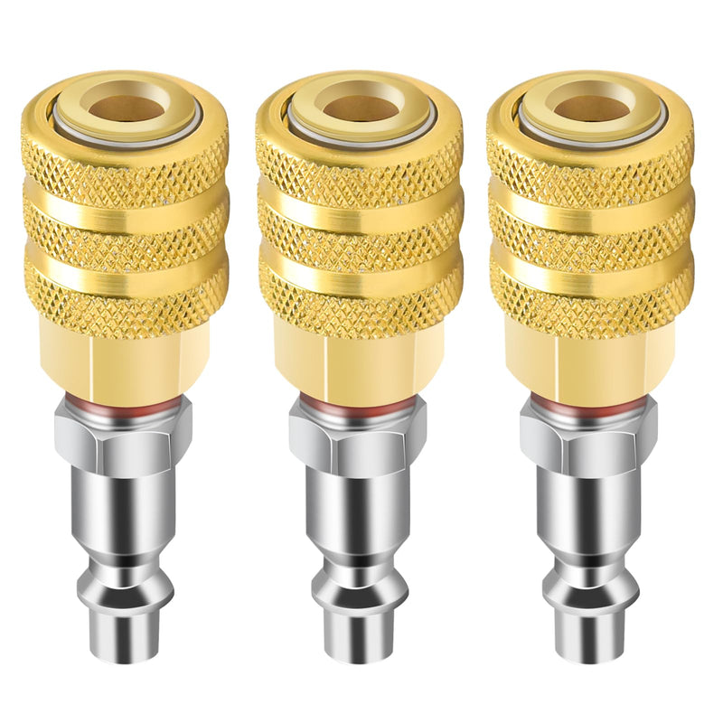 Closed Air Chuck,1/4 FNPT Brass Tire Air Chuck, Locking Air Chuck Quick Connect for Tire Inflator Gauge and Air Compressor (3 Pack)