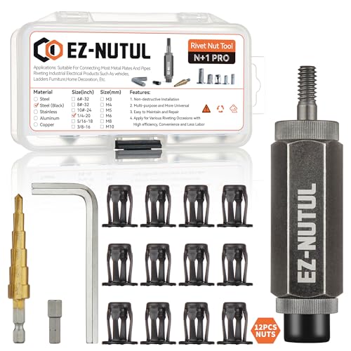 Jack nut Installation Tool Set Hand Thread Insert Jacknuts with Tool Kit BLACK 1/4-12PCS With Tool