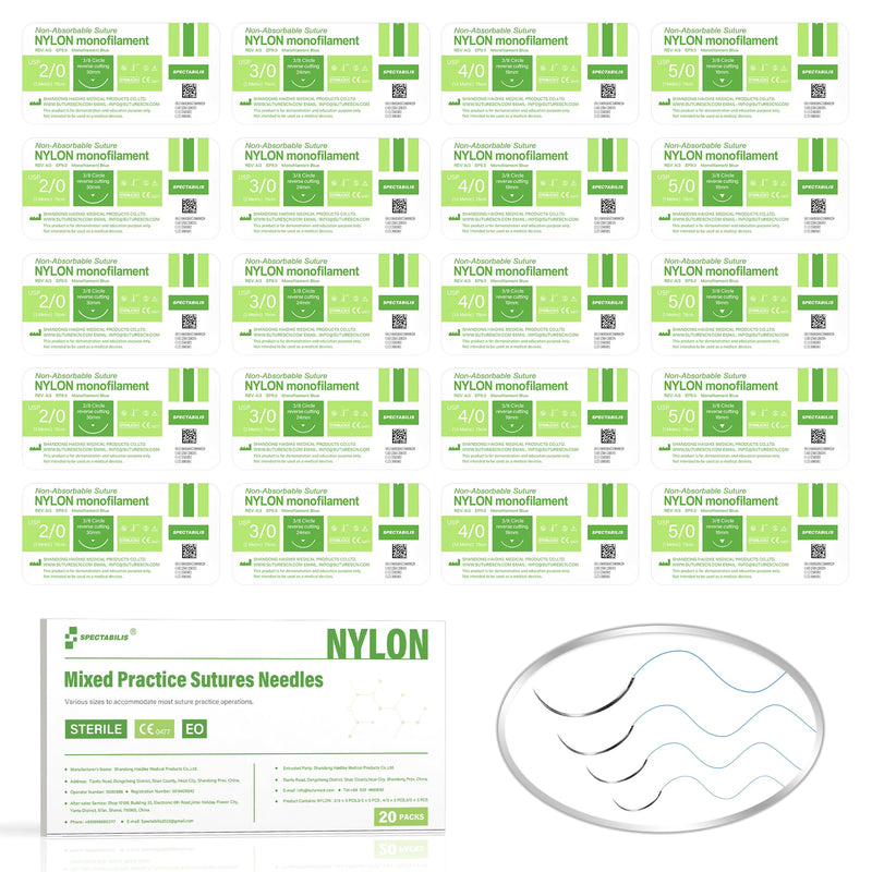Nylon Suture Practice Thread and Needles for Medical Students Training Only (Pack of 20)