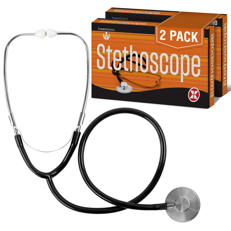 Stethoscope for Adults and Pediatrics - Pack of 2 Standard Head Stethoscopes for Nurses, Doctors, EMTs - Estetoscopio Profesional 2 Pack