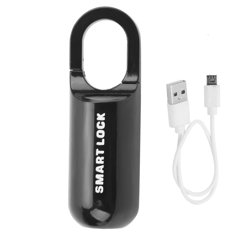 Fingerprint Padlock, Fingerprint Lock, AntiTheft, USB Rechargeable, 10 Fingerprints Can Be Registered, for, Gyms, Offices, Doorways, Backpacks, Bags, Luggage Cases (Black) Black