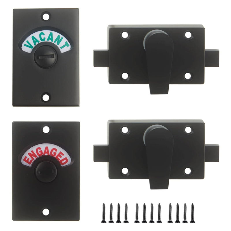 Latch Indicating Lock,Latch Indicator Bolt,Privacy Partition Indicator Lock with Occupancy Indicator,Toilet Public Toilet Bathroom Stall Door Latch Lock (Black,2pcs) Black,2pcs