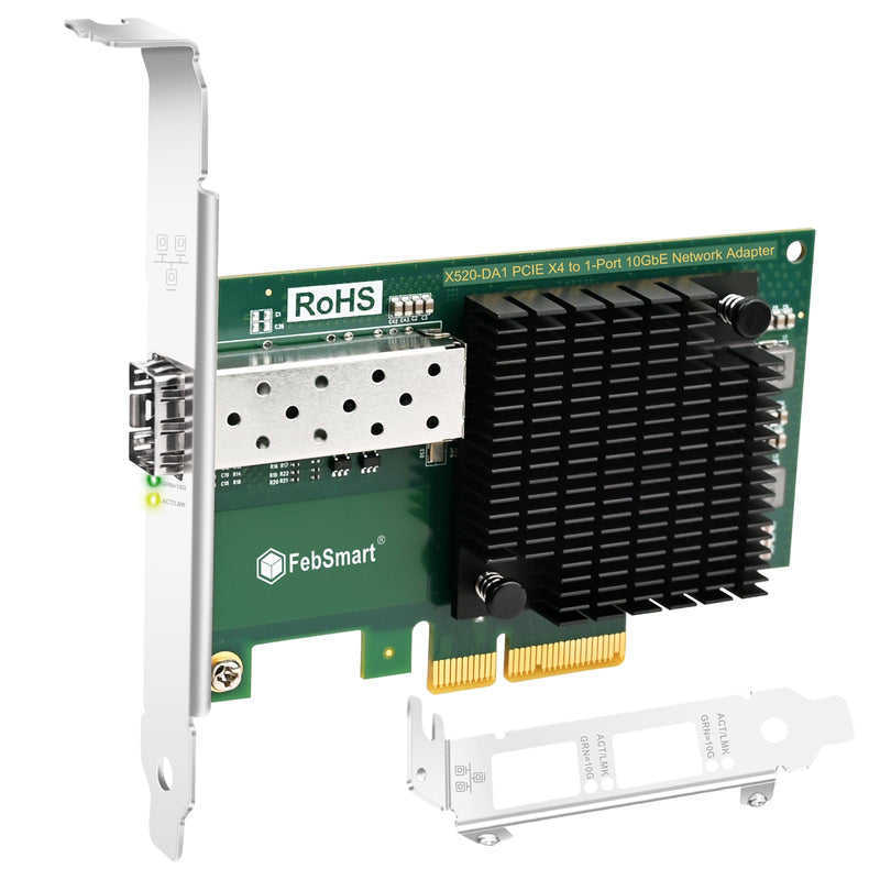 PCIE X4 Interface to 10GbE SFP+ Fiber Port Ethernet Adapter for Gaming, Network Surfing, Intel 82599EN 10 Gigabit Ethernet Controller, 10GbE PCIE NIC Card, 10GbE SFP+ LAN Adapter (X520-DA1)