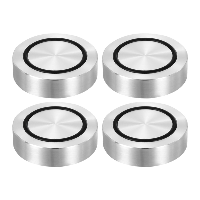 uxcell M8 Thread 55mm / 2.2" Dia 15mm Thick Aluminum Circle Disc Glass Top Adapter 4pcs Round Solid Table Feet Pad Plate Hardware with Anti-Slip Rubber Ring M8 x 55mm x 15mm