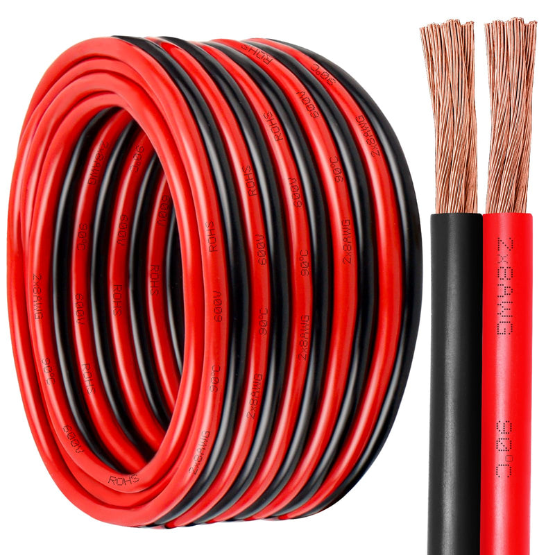 8 Gauge Wire 2 Conductors Copper Wire, 8 AWG Battery Cable Oxygen Free Copper Wire for Solar Panel, Automotive, Trailer, RV and Speaker (8 Gauge 10FT)