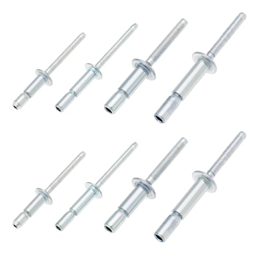 40PCS Internal Lock Dome Head Structural Rivets Grip Range of 1.5mm-16.0mm Rivet Fastener Bolt for Aviation Automobiles Construction Silver